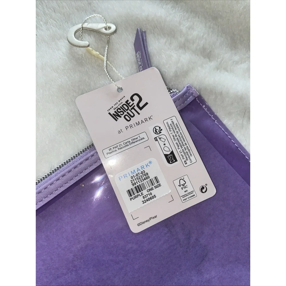 Disney Inside Out 2  You're Boring Me Pencil Cosmetic Bag NWT Primark‎ Purple